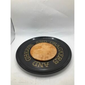 Vintage Couroc Cheese and Crackers Board Wood Cutting Board Black‎ Gold Trim